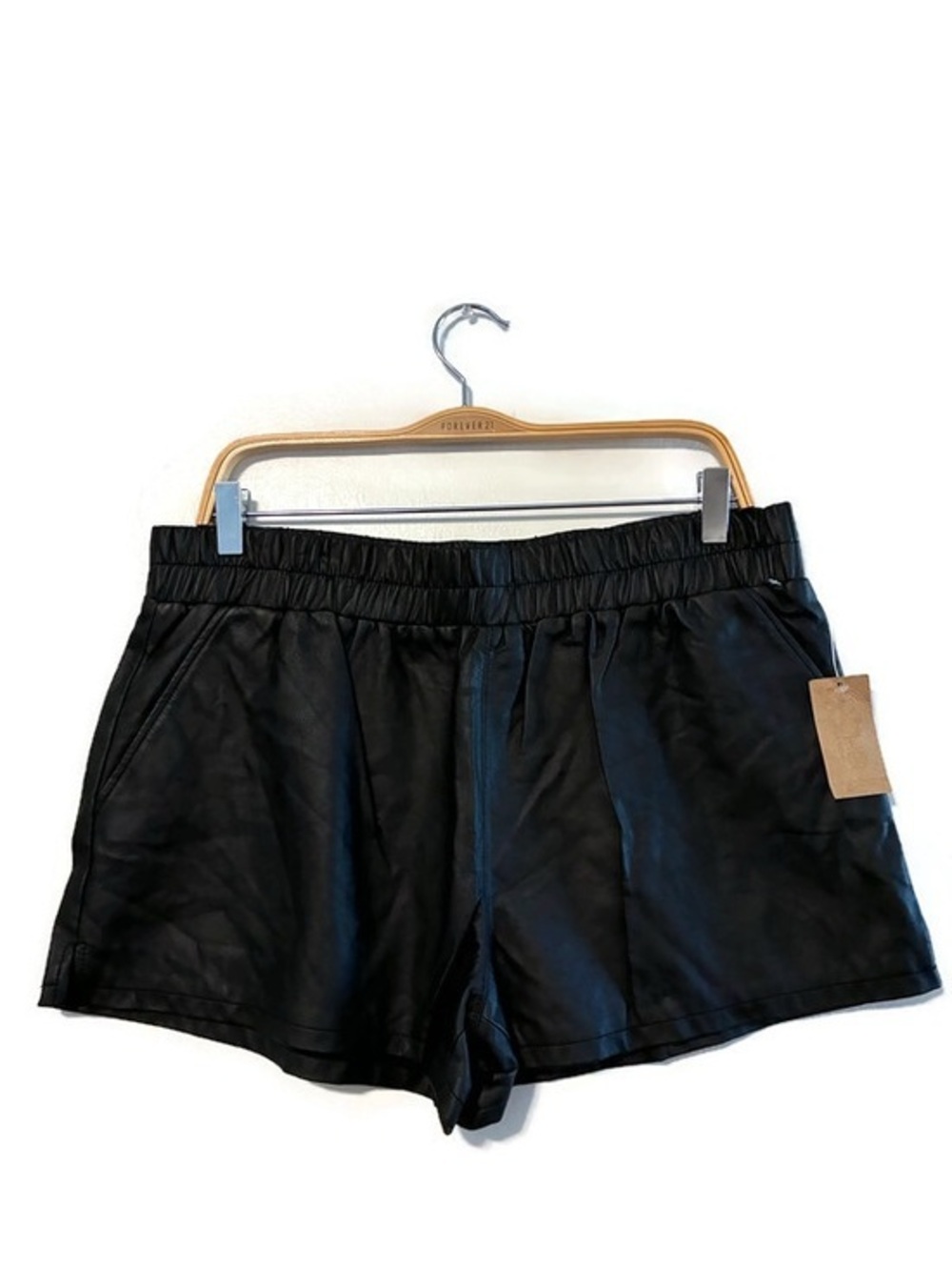 NWT RACHEL ROY Architect Black Vegan Leather Pleather Pull on Shorts Size XL